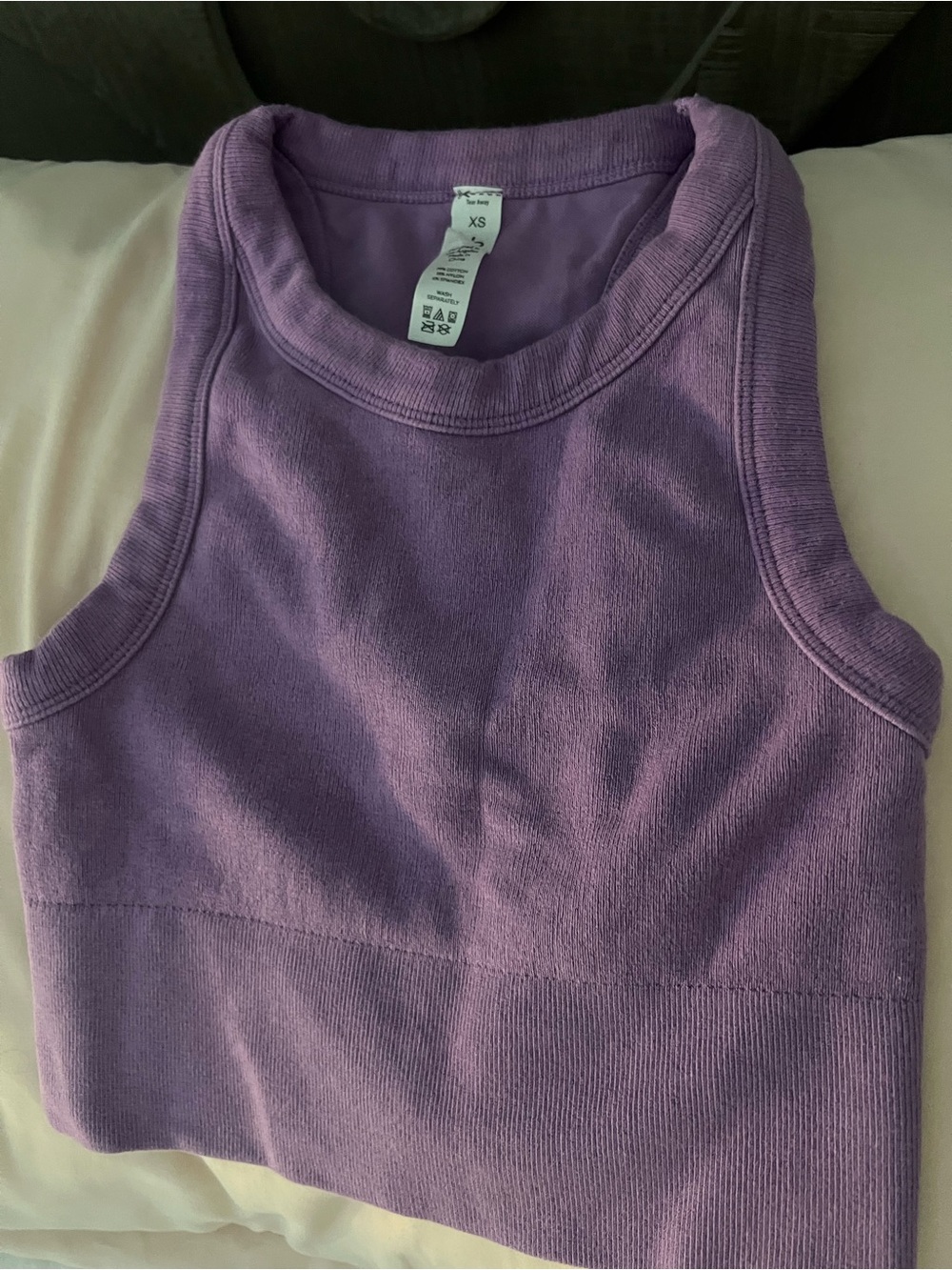 ALO purple Ribbed Cropped Tank Top XS